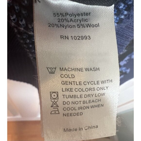 Derek Lam Collective Blue Black Animal Print Crewneck Sweater Large Long Sleeves - Picture 4 of 7